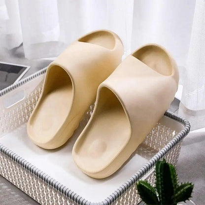 Modern thick soft slippers beige unisex spa sandals for indoor outdoor use on Tampa Home & Garden Store
