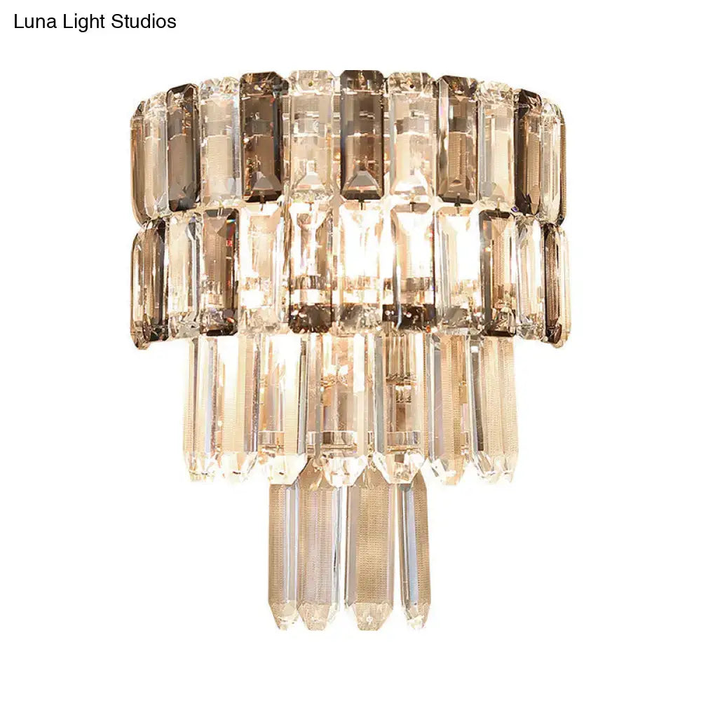 Smoke gray crystal layered 2-bulb wall sconce by Decorbites on Tampa Home & Garden Store