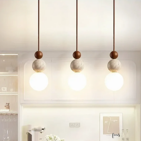 Travertine Wood Pendant Light G9 Modern Natural Ceiling Lamp 23cm - Tampa Home & Garden Store