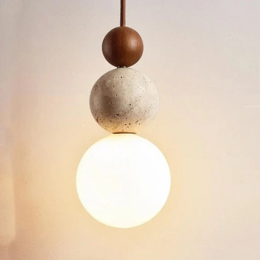 Travertine Wood Pendant Light G9 Modern Natural Ceiling Lamp 23cm - Tampa Home & Garden Store