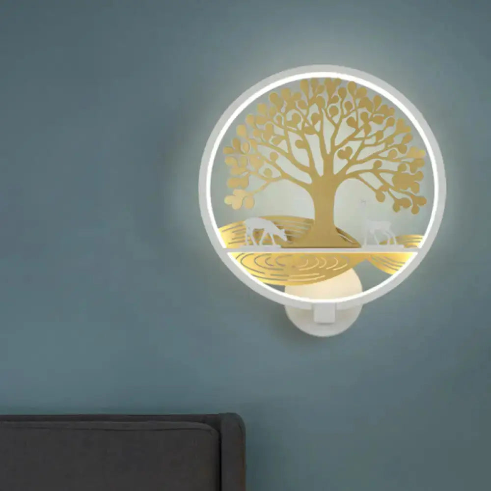 Modern Tree of Life Wall Lamp in Black and White