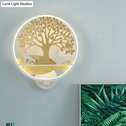 Modern Tree of Life Wall Lamp in Black and White