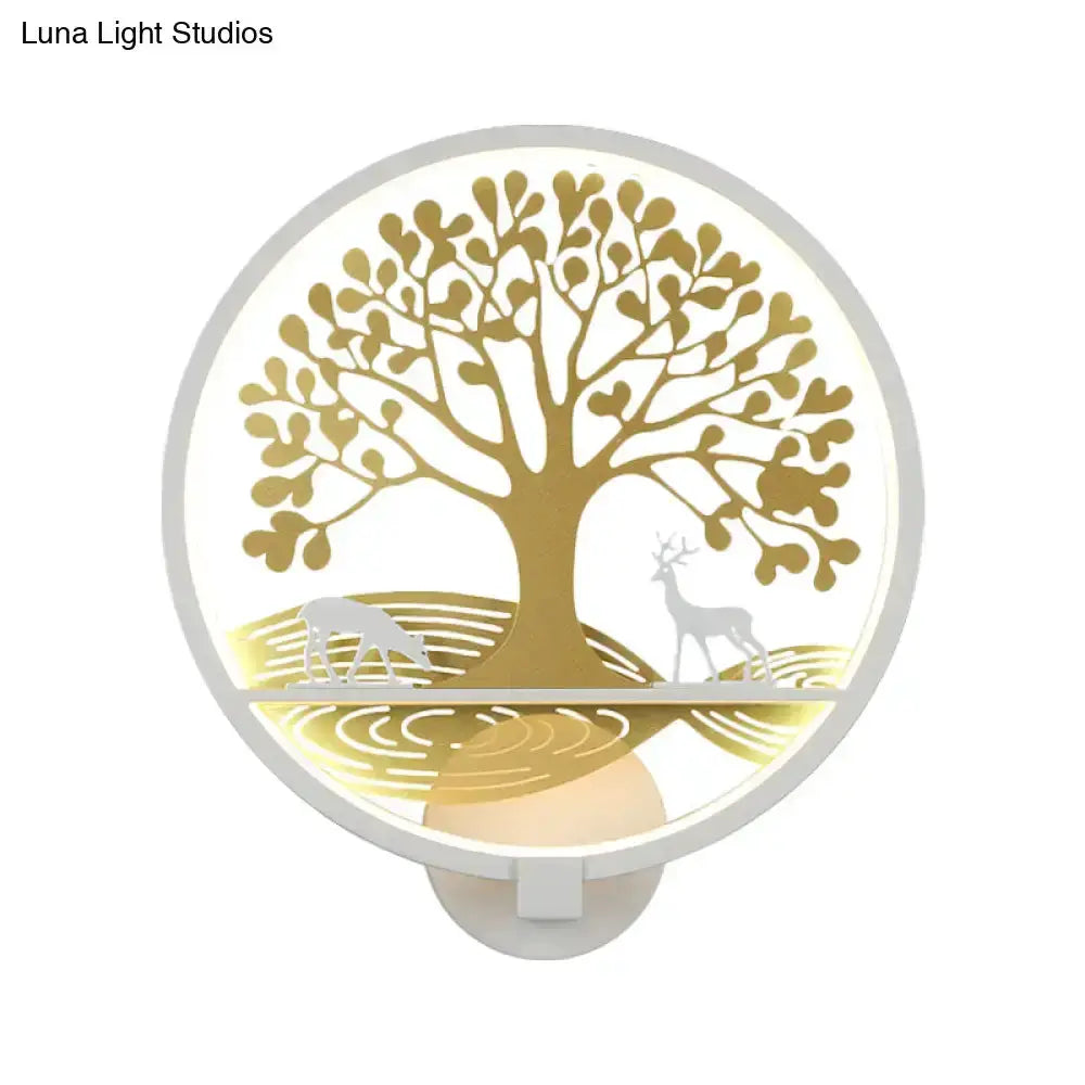 Modern Tree of Life Wall Lamp in Black and White