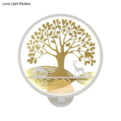 Modern Tree of Life Wall Lamp in Black and White