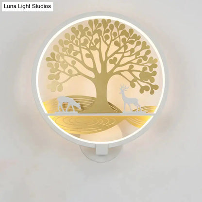 Modern Tree of Life Wall Lamp in Black and White