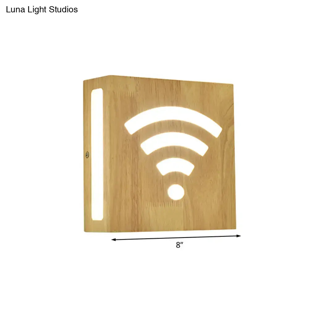 Decorbites bamboo wall light square 8in panel with vertical slot glow and wifi cutouts on Tampa Home & Garden Store