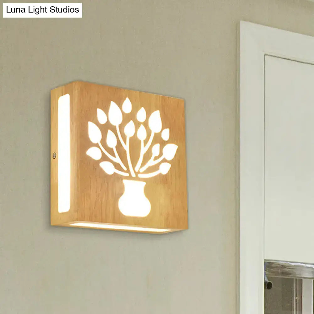 Modern tree-pattern bamboo wall light with vase silhouette for bedroom direct wired Decorbites on Tampa Home & Garden Store