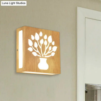 Modern tree-pattern bamboo wall light with vase silhouette for bedroom direct wired Decorbites on Tampa Home & Garden Store