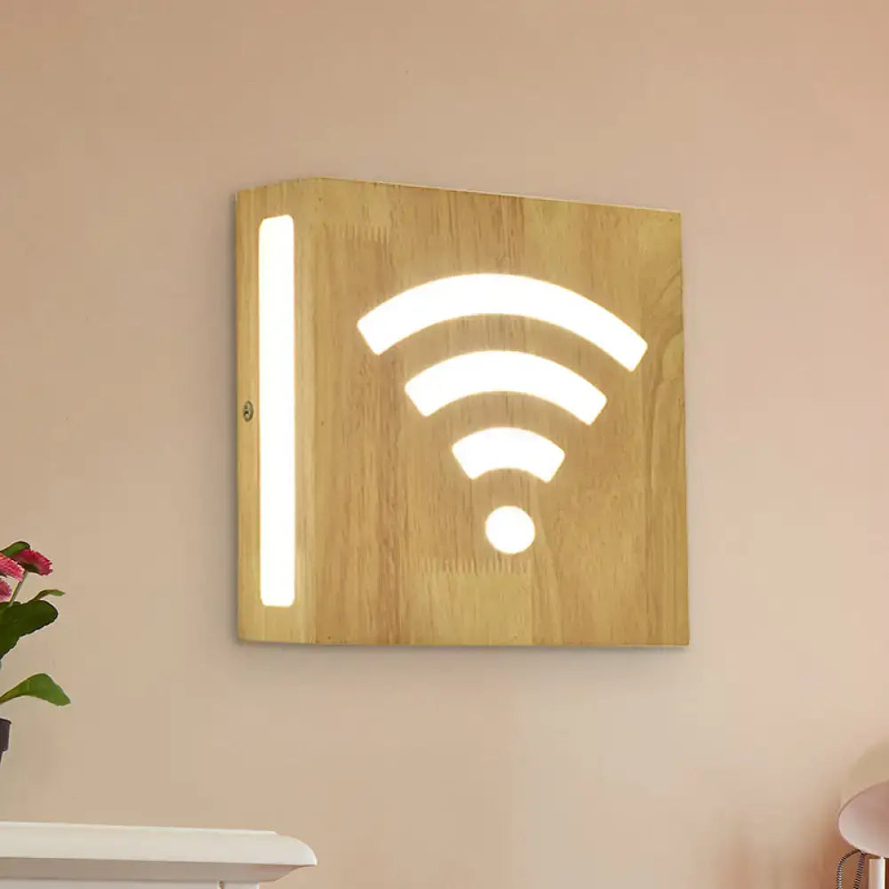 Bamboo wall light with modern tree pattern on wooden panel, direct wired bedroom lighting on Tampa Home & Garden Store