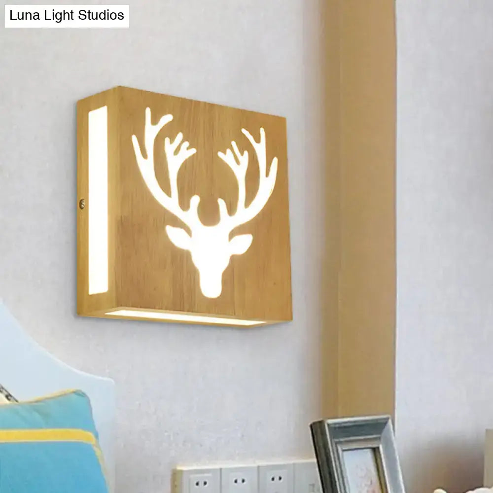 Modern tree pattern bamboo wall light sconce with deer silhouette, direct wired on Tampa Home & Garden Store
