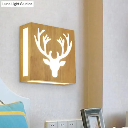 Modern tree pattern bamboo wall light sconce with deer silhouette, direct wired on Tampa Home & Garden Store