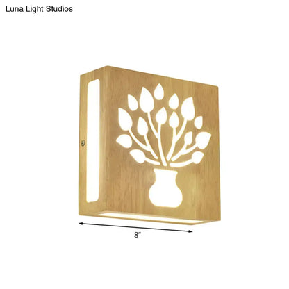 Decorbites bamboo wall light with modern tree pattern cutout, 8in wide, direct wired on Tampa Home & Garden Store