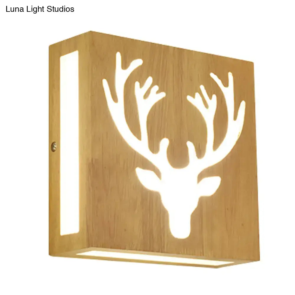 Modern bamboo wall light with deer antler tree pattern, warm glow, direct wired Decorbites on Tampa Home & Garden Store