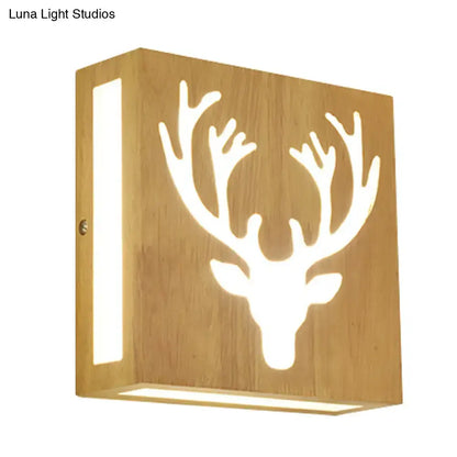 Modern bamboo wall light with deer antler tree pattern, warm glow, direct wired Decorbites on Tampa Home & Garden Store