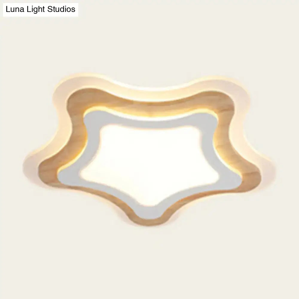 a Playful Wood Triangle Flush Light for Nursery