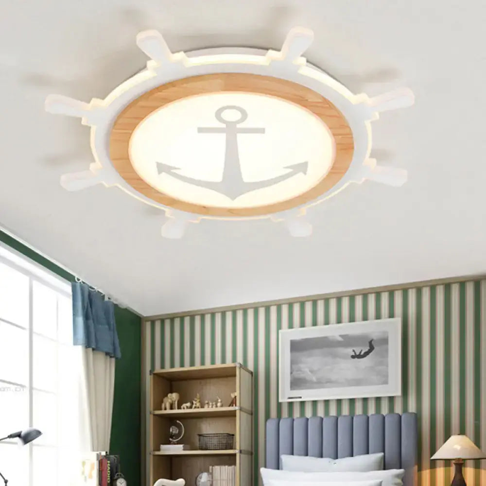 Wood Triangle Flush Mount Light by Decorbites with ship wheel and anchor motif for Home & Garden on Tampa Home & Garden Store