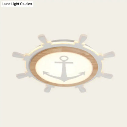 Wood Triangle Flush Mount Light by Decorbites with ship wheel and anchor motif on Tampa Home & Garden Store