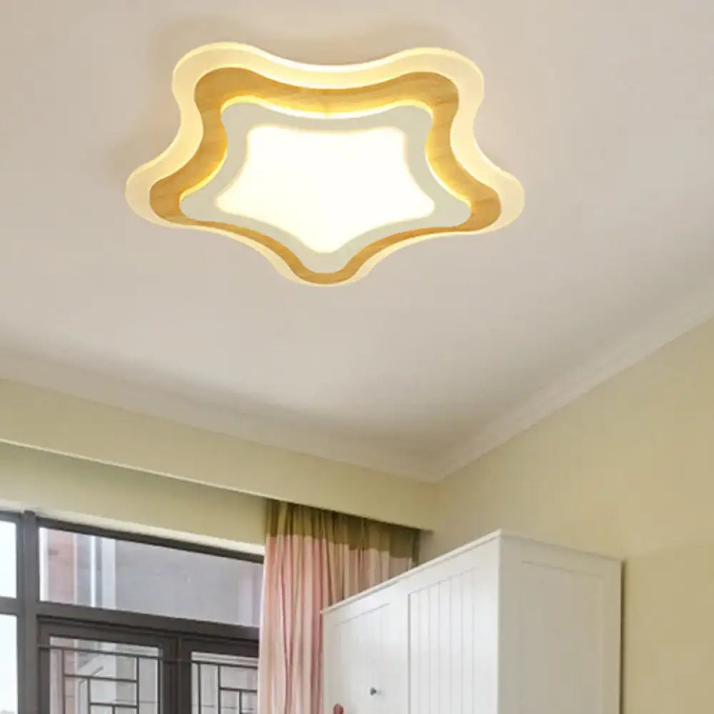 Wood Triangle Flush Mount Light by Decorbites, natural wood finish with white diffuser on Tampa Home & Garden Store