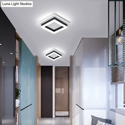 Decorbites modern tricolor ring LED flush mount ceiling light for bedroom, square ring on Tampa Home & Garden Store