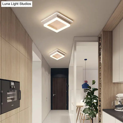 Decorbites modern tricolor square ring LED flush mount ceiling lights pair in kitchen on Tampa Home & Garden Store