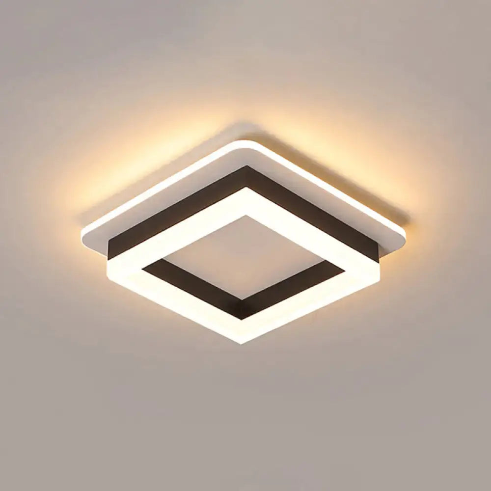 Decorbites modern tricolor square ring LED flush mount ceiling light for bedroom on Tampa Home & Garden Store