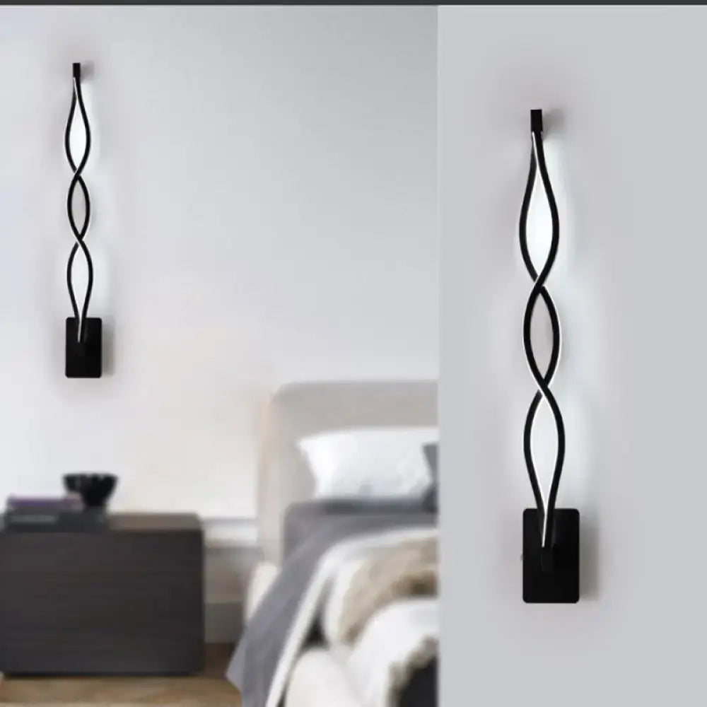 Black Acrylic Intertwined LED Wall Sconce pair by Decorbites, twisted ribbon design with mount on Tampa Home & Garden Store