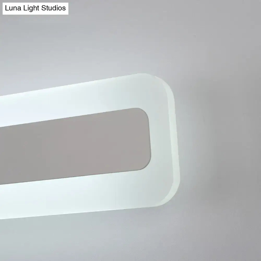 White Bar LED Wall Sconce frosted inner panel; sleek white frame by Decorbites on Tampa Home & Garden Store