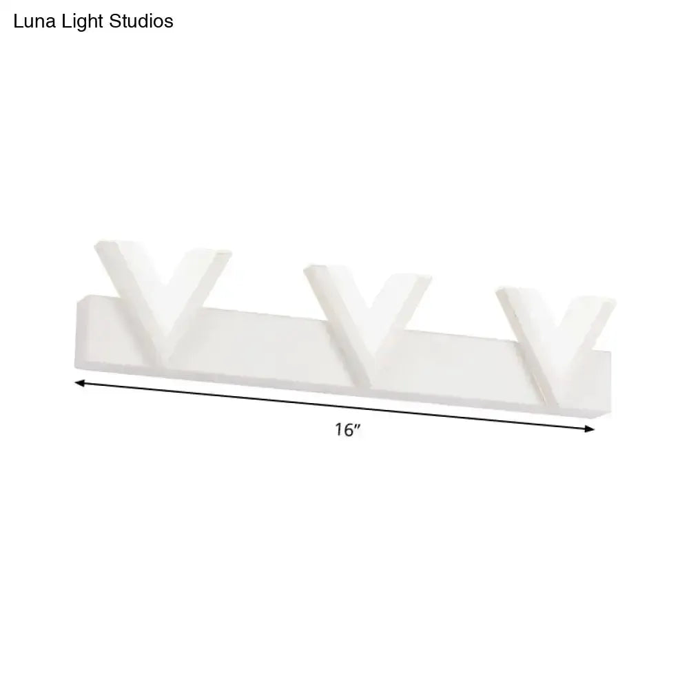 Modern V Shaped White LED Vanity Light with Bulbs