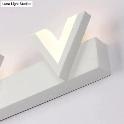 Modern V Shaped White LED Vanity Light with Bulbs
