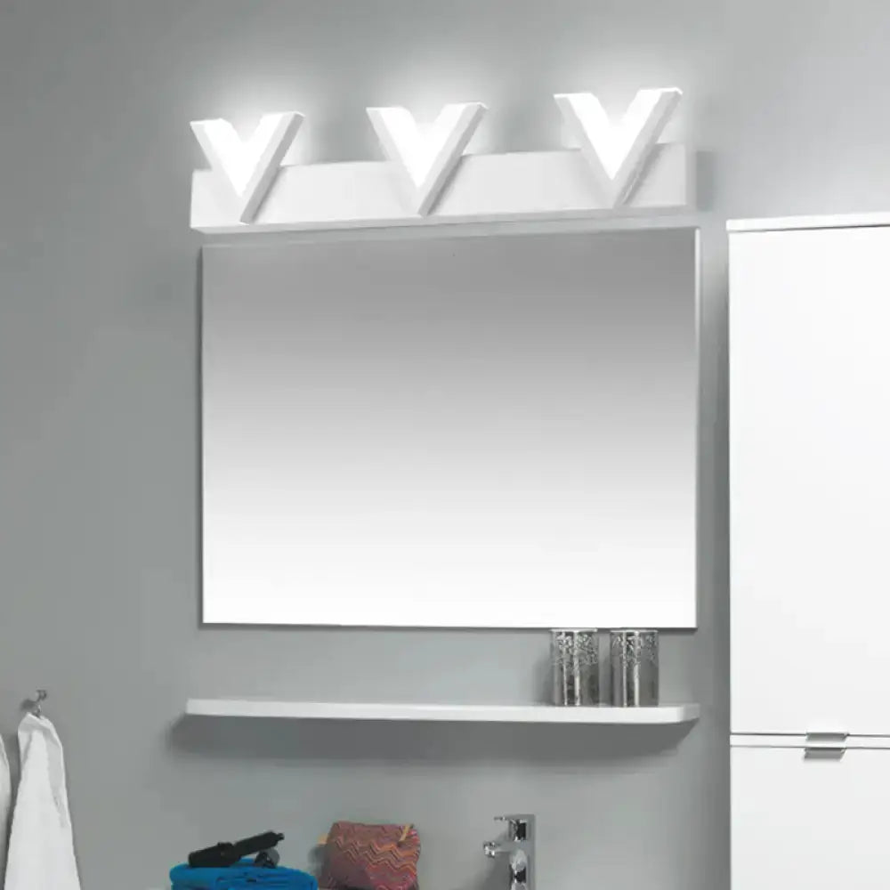 Modern V Shaped White LED Vanity Light with Bulbs