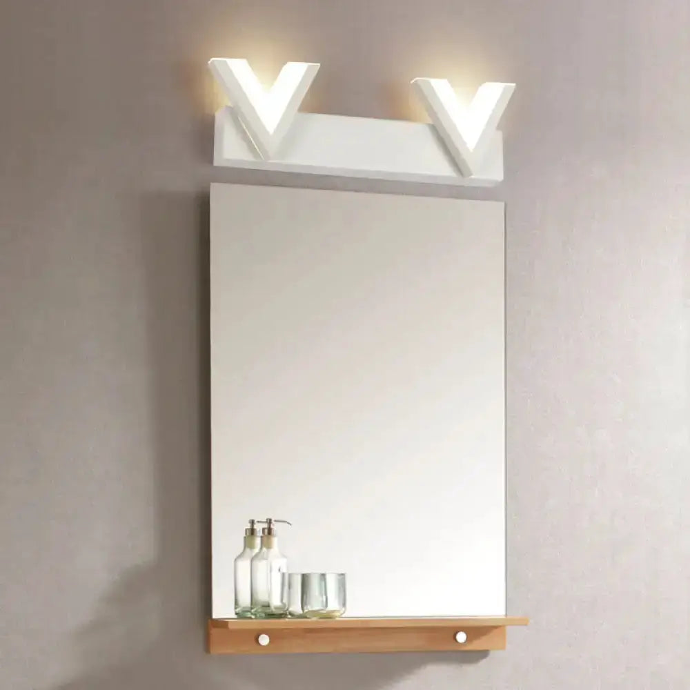 Modern V Shaped White LED Vanity Light with Bulbs