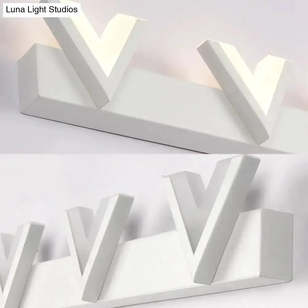 Modern V Shaped White LED Vanity Light with Bulbs