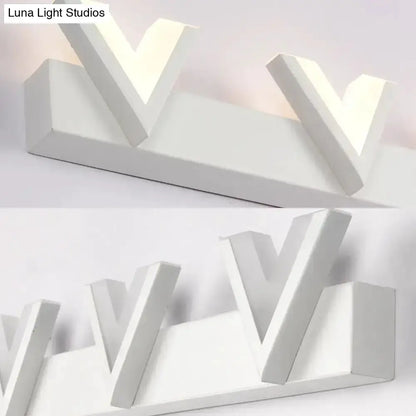 Modern V Shaped White LED Vanity Light with Bulbs