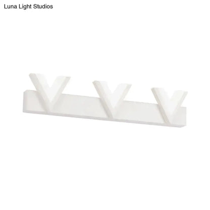 Modern V Shaped White LED Vanity Light with Bulbs
