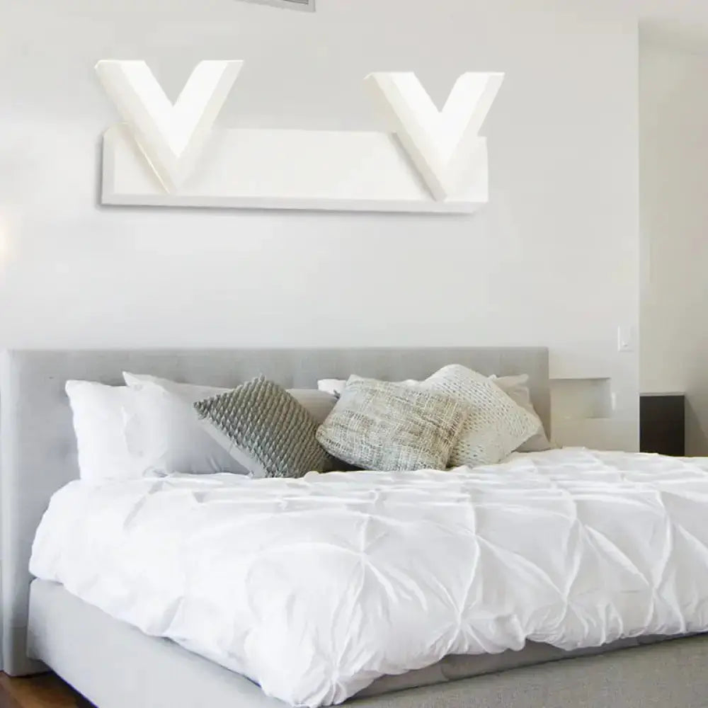 Modern V Shaped White LED Vanity Light with Bulbs