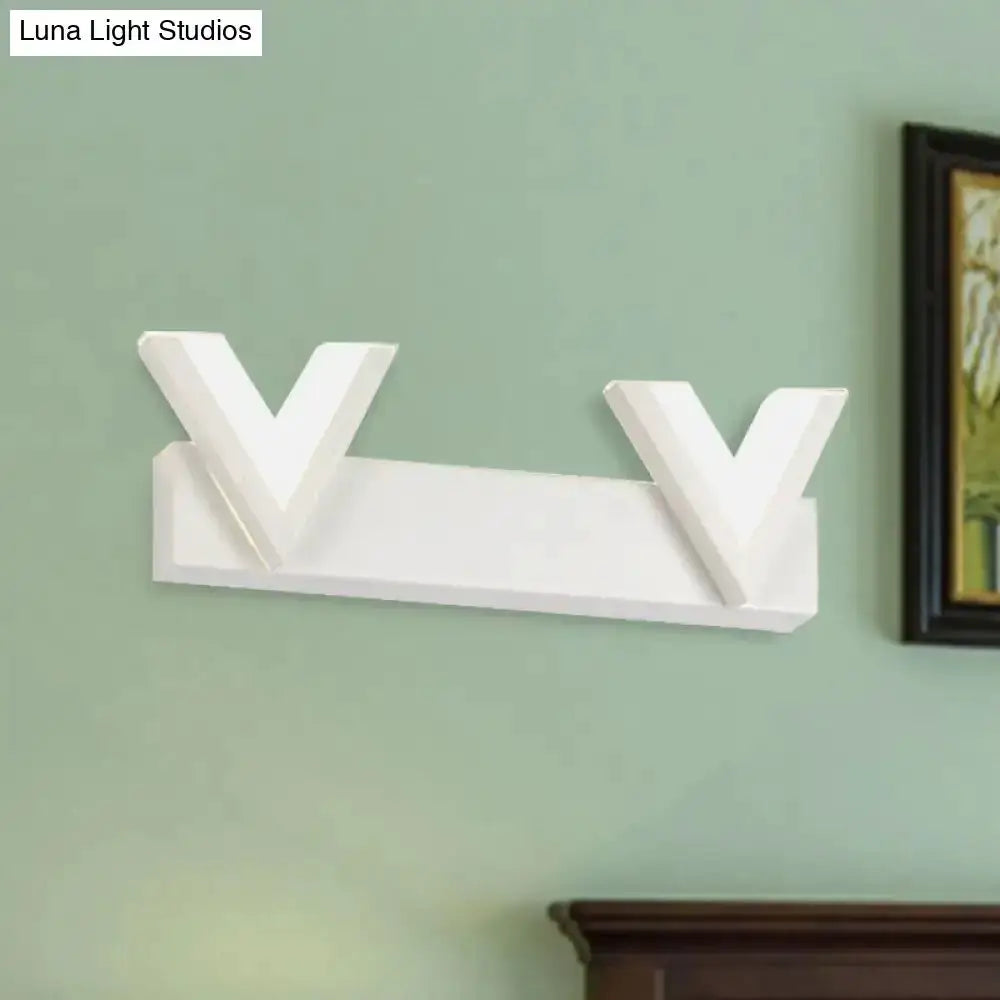 Modern V Shaped White LED Vanity Light with Bulbs