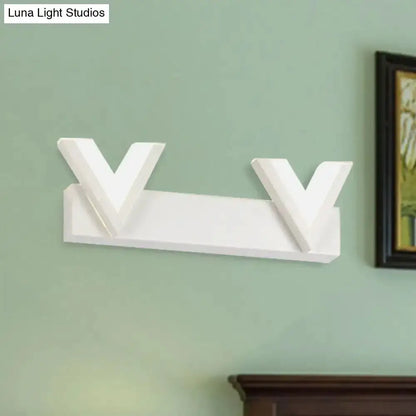 Modern V Shaped White LED Vanity Light with Bulbs
