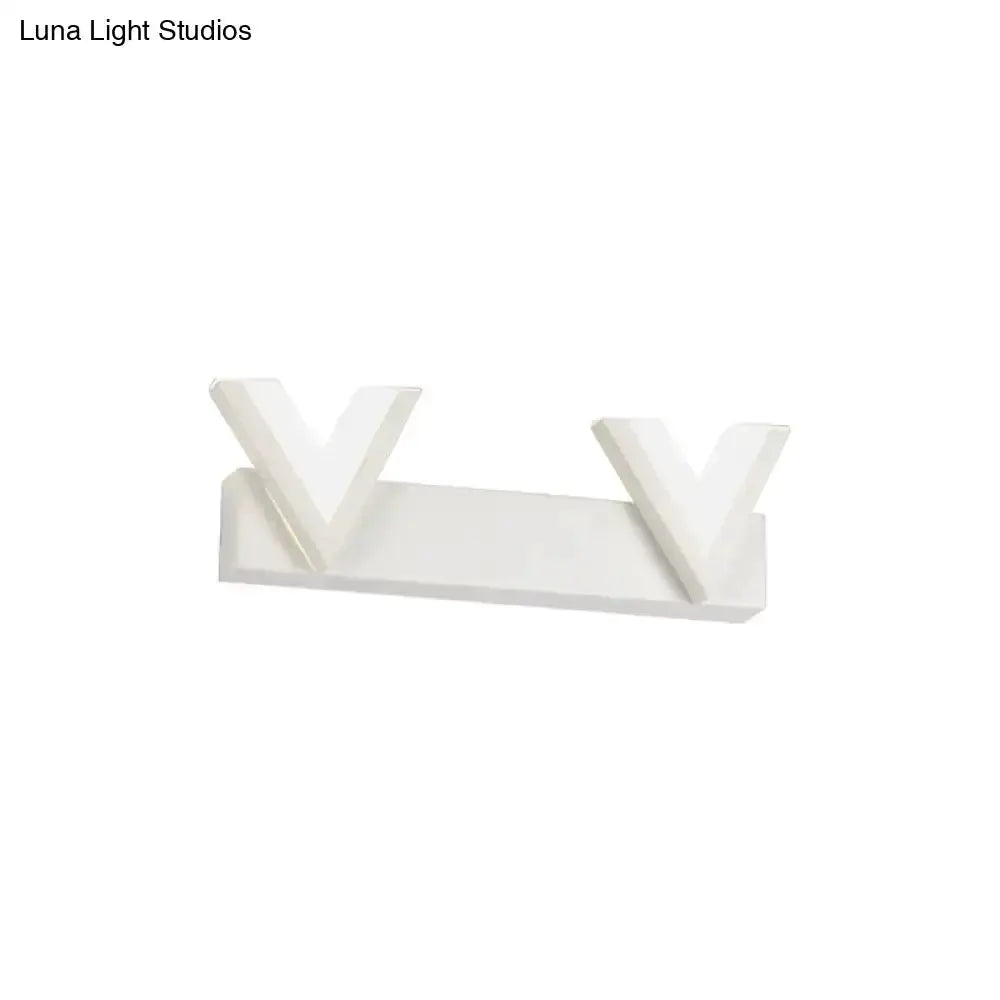 Modern V Shaped White LED Vanity Light with Bulbs