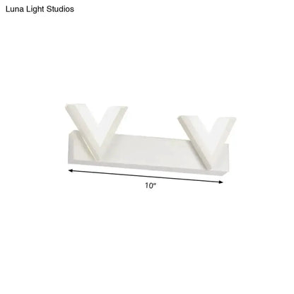 Modern V Shaped White LED Vanity Light with Bulbs