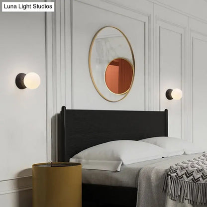 Stone Glass Wall Lamp pair by Decorbites with white globes and dark mounts for bedside walls on Tampa Home & Garden Store