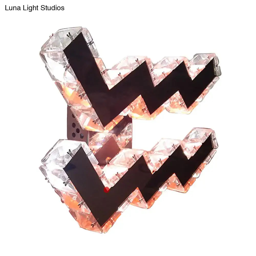 Crystal Nickel Wall Sconce with zigzag crystal prisms, decorative lighting on Tampa Home & Garden Store
