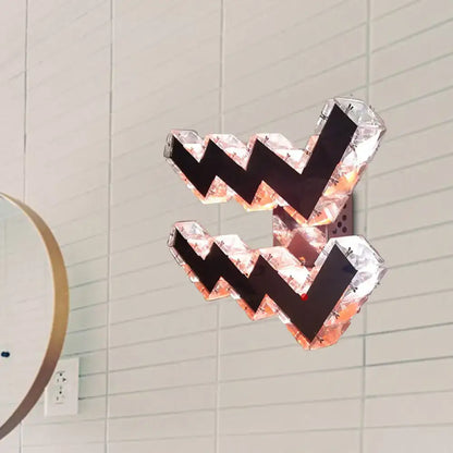 Crystal Nickel Wall Sconce pair by Decorbites with zigzag crystal edges warm glow on Tampa Home & Garden Store