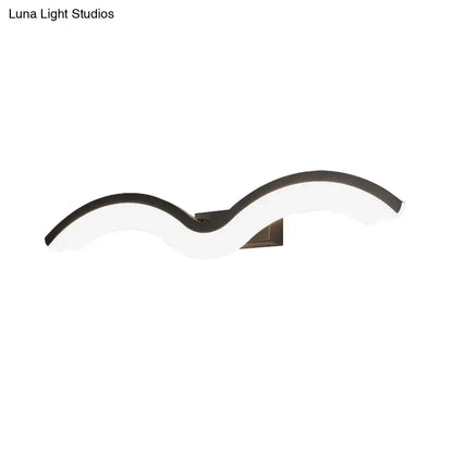Black White Wave Wall Sconce by Decorbites, two-tone curved metal design on Tampa Home & Garden Store