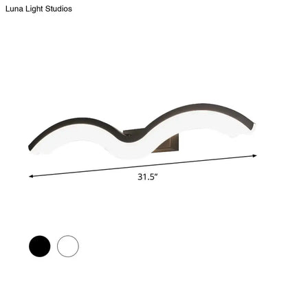 Black White Wave Wall Sconce by Decorbites, 31.5in, dual-tone curved design with bronze mount on Tampa Home & Garden Store