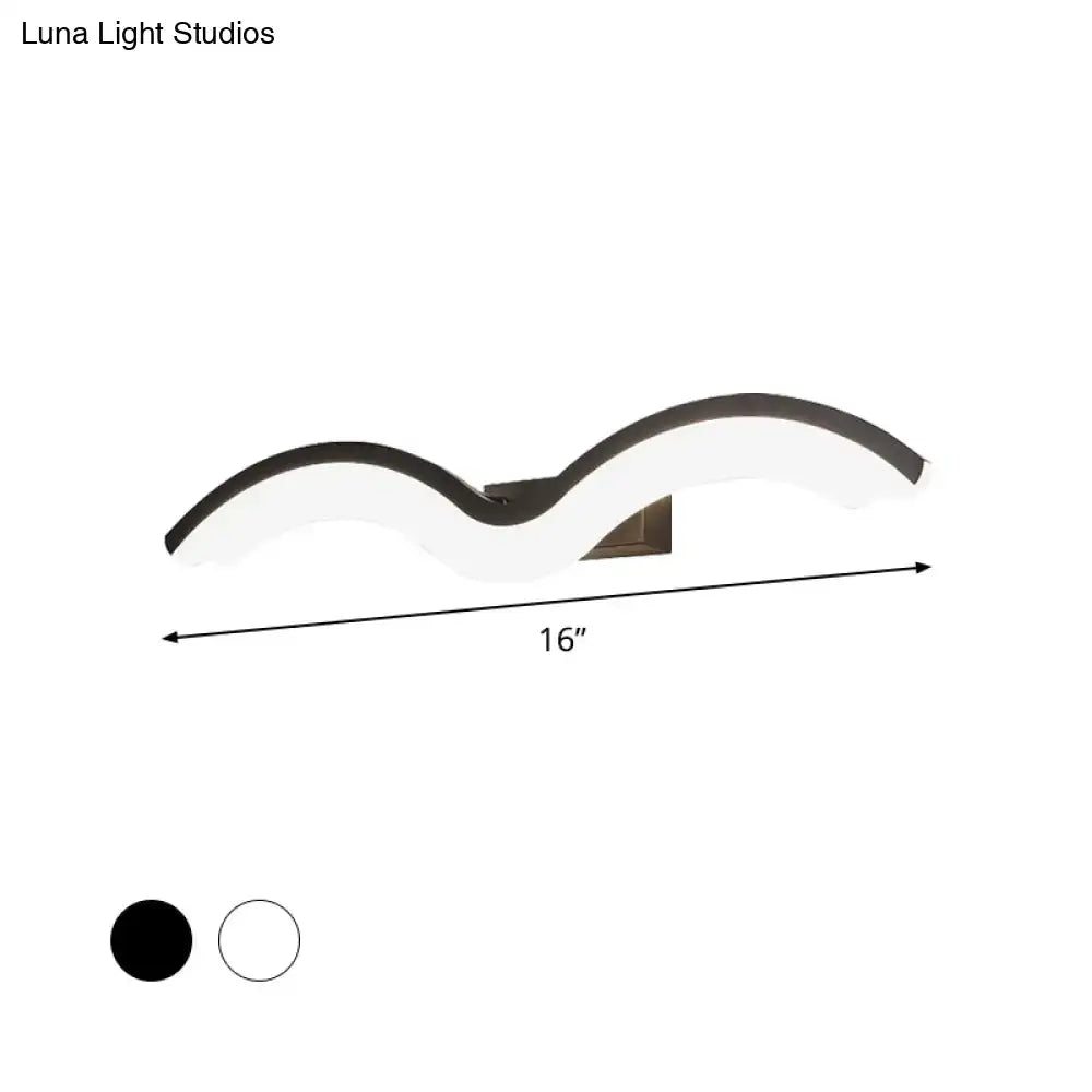 Black White Wave Wall Sconce by Decorbites, 16-inch two-tone curved LED wall light on Tampa Home & Garden Store