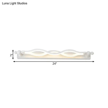 Modern white wavy twist acrylic vanity sconce by Decorbites, 24in long bedroom wall light on Tampa Home & Garden Store