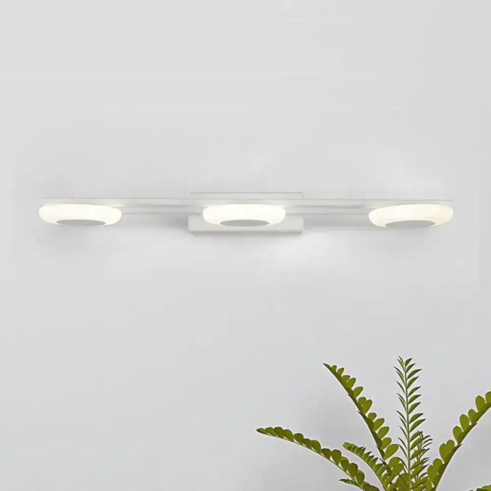 Modern white 3-light LED vanity sconce horizontal bar design on Tampa Home & Garden Store