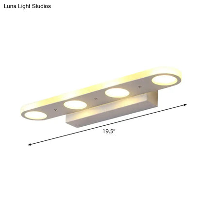 White LED Vanity Wall Light with three circular LEDs on an oval white bar on Tampa Home & Garden Store