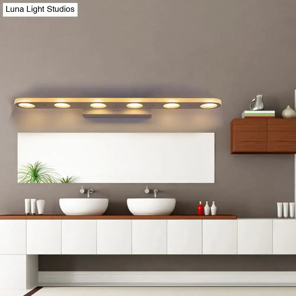 White LED vanity wall light by Decorbites, five round bulbs above bathroom mirror on Tampa Home & Garden Store