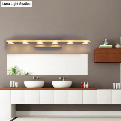 White LED vanity wall light by Decorbites, five round bulbs above bathroom mirror on Tampa Home & Garden Store